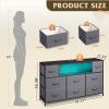 imageWLIVE Dresser TV Stand for 45 50 55 inch TV Entertainment Center with LED Lights amp Charging Station Chest of Drawers with 8 Fabric Drawers and Open Shelves for Living Room Hallway APinkDark Gray