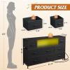 imageWLIVE Dresser TV Stand for 45 50 55 inch TV Entertainment Center with LED Lights amp Charging Station Chest of Drawers with 8 Fabric Drawers and Open Shelves for Living Room Hallway APinkBlack