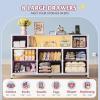 imageWLIVE Dresser TV Stand for 45 50 55 inch TV Entertainment Center with LED Lights amp Charging Station Chest of Drawers with 8 Fabric Drawers and Open Shelves for Living Room Hallway APinkTiedye Purple Print
