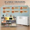 imageWLIVE Dresser TV Stand for 45 50 55 inch TV Entertainment Center with LED Lights amp Charging Station Chest of Drawers with 8 Fabric Drawers and Open Shelves for Living Room Hallway APinkWhite