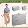 imageWLIVE Dresser for Bedroom with 8 Drawers Wide Fabric Dresser for Storage and Organization Bedroom Dressers Chest of Drawers for Living Room Closet Hallway Cloudy PinkLight Grey
