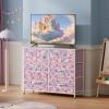imageWLIVE Dresser for Bedroom with 8 Drawers Wide Fabric Dresser for Storage and Organization Bedroom Dressers Chest of Drawers for Living Room Closet Hallway Cloudy PinkTiedye Purple Print