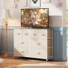 imageWLIVE Dresser for Bedroom with 8 Drawers Wide Fabric Dresser for Storage and Organization Bedroom Dressers Chest of Drawers for Living Room Closet Hallway Cloudy PinkCream White