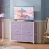 imageWLIVE Dresser for Bedroom with 8 Drawers Wide Fabric Dresser for Storage and Organization Bedroom Dressers Chest of Drawers for Living Room Closet Hallway Cloudy PinkPurple