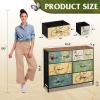 imageWLIVE Dresser for Bedroom with 8 Drawers Wide Fabric Dresser for Storage and Organization Bedroom Dressers Chest of Drawers for Living Room Closet Hallway Cloudy PinkFloral Painted