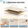 imageWLIVE Dresser for Bedroom with 8 Drawers Wide Fabric Dresser for Storage and Organization Bedroom Dressers Chest of Drawers for Living Room Closet Hallway Cloudy PinkCream White