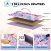 imageWLIVE Dresser for Bedroom with 8 Drawers Wide Fabric Dresser for Storage and Organization Bedroom Dressers Chest of Drawers for Living Room Closet Hallway Cloudy PinkTiedye Purple Print