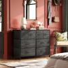 imageWLIVE Dresser for Bedroom with 8 Drawers Wide Fabric Dresser for Storage and Organization Bedroom Dressers Chest of Drawers for Living Room Closet Hallway Cloudy PinkCharcoal Black Wood Grain Print