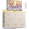 imageWLIVE Dresser for Bedroom with 8 Drawers Wide Fabric Dresser for Storage and Organization Bedroom Dressers Chest of Drawers for Living Room Closet Hallway Cloudy PinkCream White