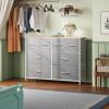 imageWLIVE Dresser for Bedroom with 8 Drawers Wide Fabric Dresser for Storage and Organization Bedroom Dressers Chest of Drawers for Living Room Closet Hallway Cloudy PinkLight Grey
