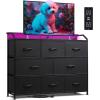 imageWLIVE Dresser for Bedroom with 8 Drawers Wide Fabric Dresser for Storage and Organization Bedroom Dressers Chest of Drawers for Living Room Closet Hallway Cloudy PinkBlack