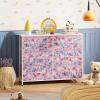 imageWLIVE Dresser for Bedroom with 8 Drawers Wide Fabric Dresser for Storage and Organization Bedroom Dressers Chest of Drawers for Living Room Closet Hallway Cloudy PinkTiedye Purple Print