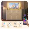 imageWLIVE Dresser for Bedroom with 8 Drawers Wide Fabric Dresser for Storage and Organization Bedroom Dressers Chest of Drawers for Living Room Closet Hallway Cloudy PinkCream White