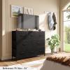imageWLIVE Dresser for Bedroom with 8 Drawers Wide Fabric Dresser for Storage and Organization Bedroom Dressers Chest of Drawers for Living Room Closet Hallway Cloudy PinkCharcoal Black