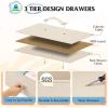 imageWLIVE Dresser for Bedroom with 8 Drawers Wide Fabric Dresser for Storage and Organization Bedroom Dressers Chest of Drawers for Living Room Closet Hallway Cloudy PinkCream White