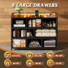 imageWLIVE Dresser for Bedroom with 8 Drawers Wide Fabric Dresser for Storage and Organization Bedroom Dressers Chest of Drawers for Living Room Closet Hallway Cloudy PinkDark Grey