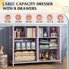 imageWLIVE Dresser for Bedroom with 8 Drawers Wide Fabric Dresser for Storage and Organization Bedroom Dressers Chest of Drawers for Living Room Closet Hallway Cloudy PinkTiedye Purple Print