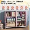 imageWLIVE Dresser for Bedroom with 8 Drawers Wide Fabric Dresser for Storage and Organization Bedroom Dressers Chest of Drawers for Living Room Closet Hallway Cloudy PinkApink