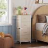 imageWLIVE Dresser with 4 Drawers Storage Tower Organizer Unit Fabric Dresser for Bedroom Hallway Entryway Closets Sturdy Steel Frame Wood Top Easy Pull Handle Vintage GreenCream White