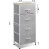 imageWLIVE Dresser with 4 Drawers Storage Tower Organizer Unit Fabric Dresser for Bedroom Hallway Entryway Closets Sturdy Steel Frame Wood Top Easy Pull Handle Vintage GreenLight Grey