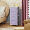imageWLIVE Dresser with 4 Drawers Storage Tower Organizer Unit Fabric Dresser for Bedroom Hallway Entryway Closets Sturdy Steel Frame Wood Top Easy Pull Handle Vintage GreenPurple