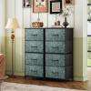 imageWLIVE Dresser with 4 Drawers Storage Tower Organizer Unit Fabric Dresser for Bedroom Hallway Entryway Closets Sturdy Steel Frame Wood Top Easy Pull Handle Vintage GreenTurquoise