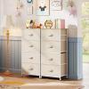 imageWLIVE Dresser with 4 Drawers Storage Tower Organizer Unit Fabric Dresser for Bedroom Hallway Entryway Closets Sturdy Steel Frame Wood Top Easy Pull Handle Vintage GreenCream White