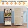 imageWLIVE Dresser with 4 Drawers Storage Tower Organizer Unit Fabric Dresser for Bedroom Hallway Entryway Closets Sturdy Steel Frame Wood Top Easy Pull Handle Vintage GreenCream White