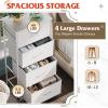 imageWLIVE Dresser with 4 Drawers Storage Tower Organizer Unit Fabric Dresser for Bedroom Hallway Entryway Closets Sturdy Steel Frame Wood Top Easy Pull Handle Vintage GreenWhite