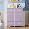 imageWLIVE Dresser with 4 Drawers Storage Tower Organizer Unit Fabric Dresser for Bedroom Hallway Entryway Closets Sturdy Steel Frame Wood Top Easy Pull Handle Vintage GreenPurple