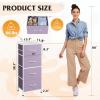 imageWLIVE Dresser with 4 Drawers Storage Tower Organizer Unit Fabric Dresser for Bedroom Hallway Entryway Closets Sturdy Steel Frame Wood Top Easy Pull Handle Vintage GreenPurple