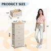 imageWLIVE Dresser with 4 Drawers Storage Tower Organizer Unit Fabric Dresser for Bedroom Hallway Entryway Closets Sturdy Steel Frame Wood Top Easy Pull Handle Vintage GreenCream White