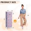imageWLIVE Fabric Dresser 5Drawer Tall Dressers for Bedroom Storage Dresser Organizer with Fabric Bins Wood Top Sturdy Steel Frame Chest of Drawers for Closet Hallway PatternTiedye Purple Print