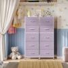 imageWLIVE Fabric Dresser 5Drawer Tall Dressers for Bedroom Storage Dresser Organizer with Fabric Bins Wood Top Sturdy Steel Frame Chest of Drawers for Closet Hallway PatternPurple