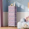 imageWLIVE Fabric Dresser 5Drawer Tall Dressers for Bedroom Storage Dresser Organizer with Fabric Bins Wood Top Sturdy Steel Frame Chest of Drawers for Closet Hallway PatternTiedye Purple Print