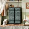imageWLIVE Fabric Dresser 5Drawer Tall Dressers for Bedroom Storage Dresser Organizer with Fabric Bins Wood Top Sturdy Steel Frame Chest of Drawers for Closet Hallway PatternTurquoise