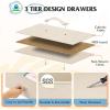imageWLIVE Fabric Dresser 5Drawer Tall Dressers for Bedroom Storage Dresser Organizer with Fabric Bins Wood Top Sturdy Steel Frame Chest of Drawers for Closet Hallway PatternCream White