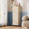 imageWLIVE Fabric Dresser 5Drawer Tall Dressers for Bedroom Storage Dresser Organizer with Fabric Bins Wood Top Sturdy Steel Frame Chest of Drawers for Closet Hallway PatternCream White
