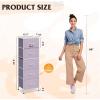imageWLIVE Fabric Dresser 5Drawer Tall Dressers for Bedroom Storage Dresser Organizer with Fabric Bins Wood Top Sturdy Steel Frame Chest of Drawers for Closet Hallway PatternPurple