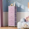imageWLIVE Fabric Dresser 5Drawer Tall Dressers for Bedroom Storage Dresser Organizer with Fabric Bins Wood Top Sturdy Steel Frame Chest of Drawers for Closet Hallway PatternCloudy Pink