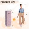 imageWLIVE Fabric Dresser 5Drawer Tall Dressers for Bedroom Storage Dresser Organizer with Fabric Bins Wood Top Sturdy Steel Frame Chest of Drawers for Closet Hallway PatternCloudy Pink