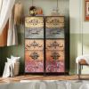 imageWLIVE Fabric Dresser 5Drawer Tall Dressers for Bedroom Storage Dresser Organizer with Fabric Bins Wood Top Sturdy Steel Frame Chest of Drawers for Closet Hallway PatternPattern