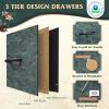 imageWLIVE Fabric Dresser 5Drawer Tall Dressers for Bedroom Storage Dresser Organizer with Fabric Bins Wood Top Sturdy Steel Frame Chest of Drawers for Closet Hallway PatternTurquoise