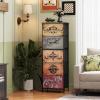 imageWLIVE Fabric Dresser 5Drawer Tall Dressers for Bedroom Storage Dresser Organizer with Fabric Bins Wood Top Sturdy Steel Frame Chest of Drawers for Closet Hallway PatternPattern