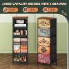 imageWLIVE Fabric Dresser 5Drawer Tall Dressers for Bedroom Storage Dresser Organizer with Fabric Bins Wood Top Sturdy Steel Frame Chest of Drawers for Closet Hallway PatternPattern