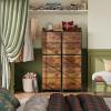 imageWLIVE Fabric Dresser 5Drawer Tall Dressers for Bedroom Storage Dresser Organizer with Fabric Bins Wood Top Sturdy Steel Frame Chest of Drawers for Closet Hallway PatternRustic Brown Wood Grain Print