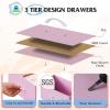 imageWLIVE Fabric Dresser 5Drawer Tall Dressers for Bedroom Storage Dresser Organizer with Fabric Bins Wood Top Sturdy Steel Frame Chest of Drawers for Closet Hallway PatternCloudy Pink