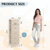 imageWLIVE Fabric Dresser 5Drawer Tall Dressers for Bedroom Storage Dresser Organizer with Fabric Bins Wood Top Sturdy Steel Frame Chest of Drawers for Closet Hallway PatternCream White