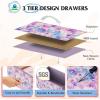 imageWLIVE Fabric Dresser 5Drawer Tall Dressers for Bedroom Storage Dresser Organizer with Fabric Bins Wood Top Sturdy Steel Frame Chest of Drawers for Closet Hallway PatternTiedye Purple Print