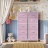 imageWLIVE Fabric Dresser 5Drawer Tall Dressers for Bedroom Storage Dresser Organizer with Fabric Bins Wood Top Sturdy Steel Frame Chest of Drawers for Closet Hallway PatternCloudy Pink